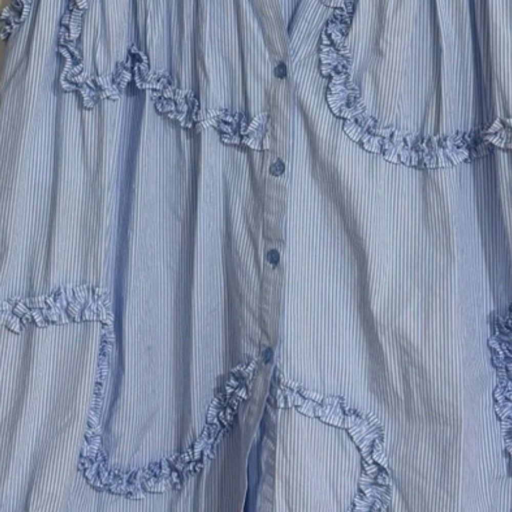 kate spade Light Blue Ruffle-Trim Button Front Midi Dress - Picture 7 of 7
